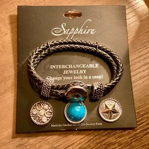 Cowgirl Braided Interchangeable Bracelet with Turquoise Charm